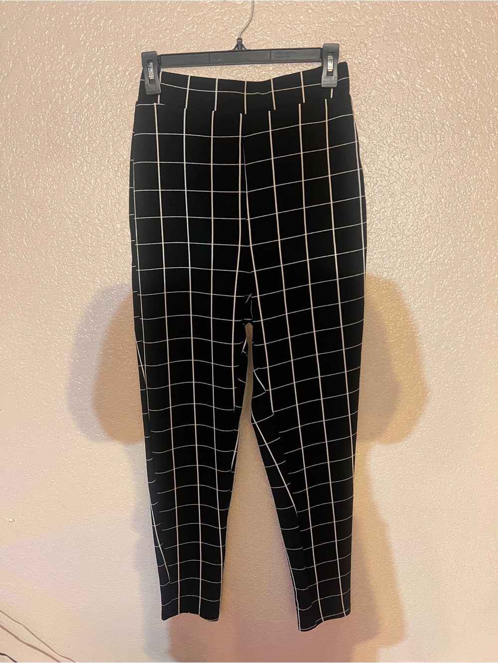 SHEIN Black Windowpane Skinny Pants